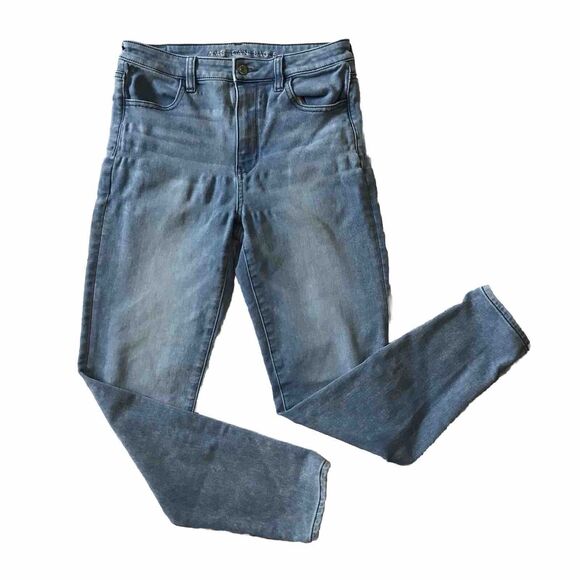 American Eagle Jeans Jegging Super Hi Rise Stretch Skinny 8 8R 28 x28 Light Wash - Picture 1 of 11